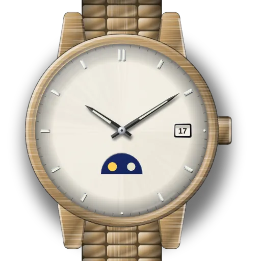 Illustration of the Fossil "sun & moon" / moon-window watches dial (our own drawing, not a product photo)