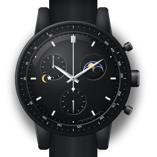 Illustration of the MoonSwatch Mission to the Moonphase — New Moon dial (our own drawing, not a product photo)