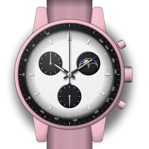 Illustration of the MoonSwatch Mission to the Pink Moonphase dial (our own drawing, not a product photo)